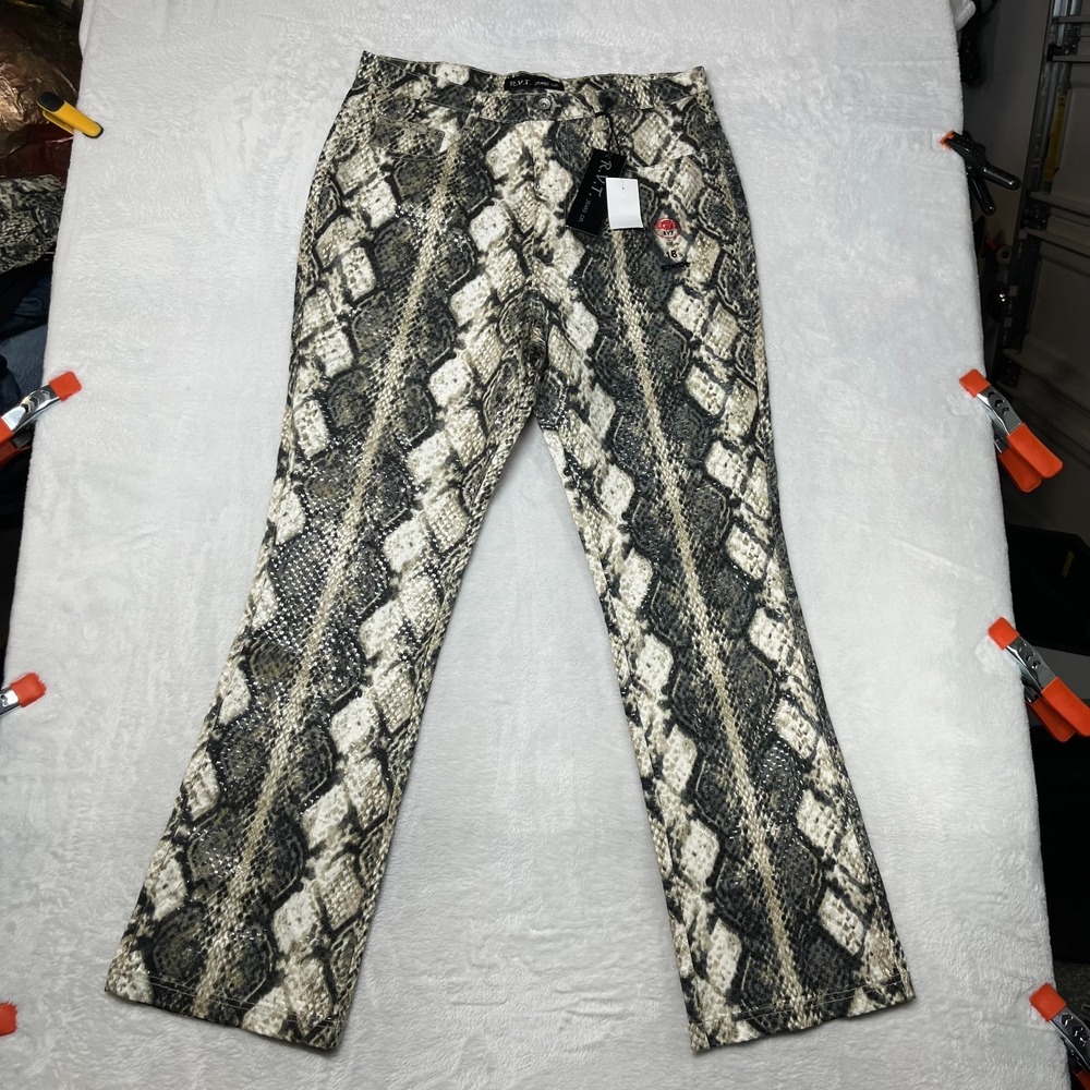 Revolt RVT Snake Skin Pants Women's 18 Animal Print Straight Leg - 34X31.5 NWT
